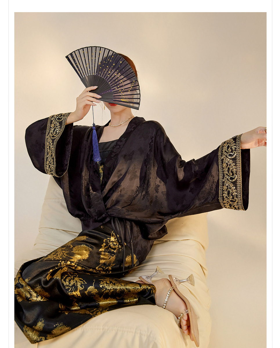 Set áo sơ mi dệt hoa in họa tiết kèm váy yếm dáng dài nữ tính — Áo khoác Jacquard (giao hàng trong 7 ngày), Áo khoác Jacquard (giao hàng trong ngày), Váy yếm (giao hàng trong 7 ngày), Váy yếm (giao ngay trong ngày)