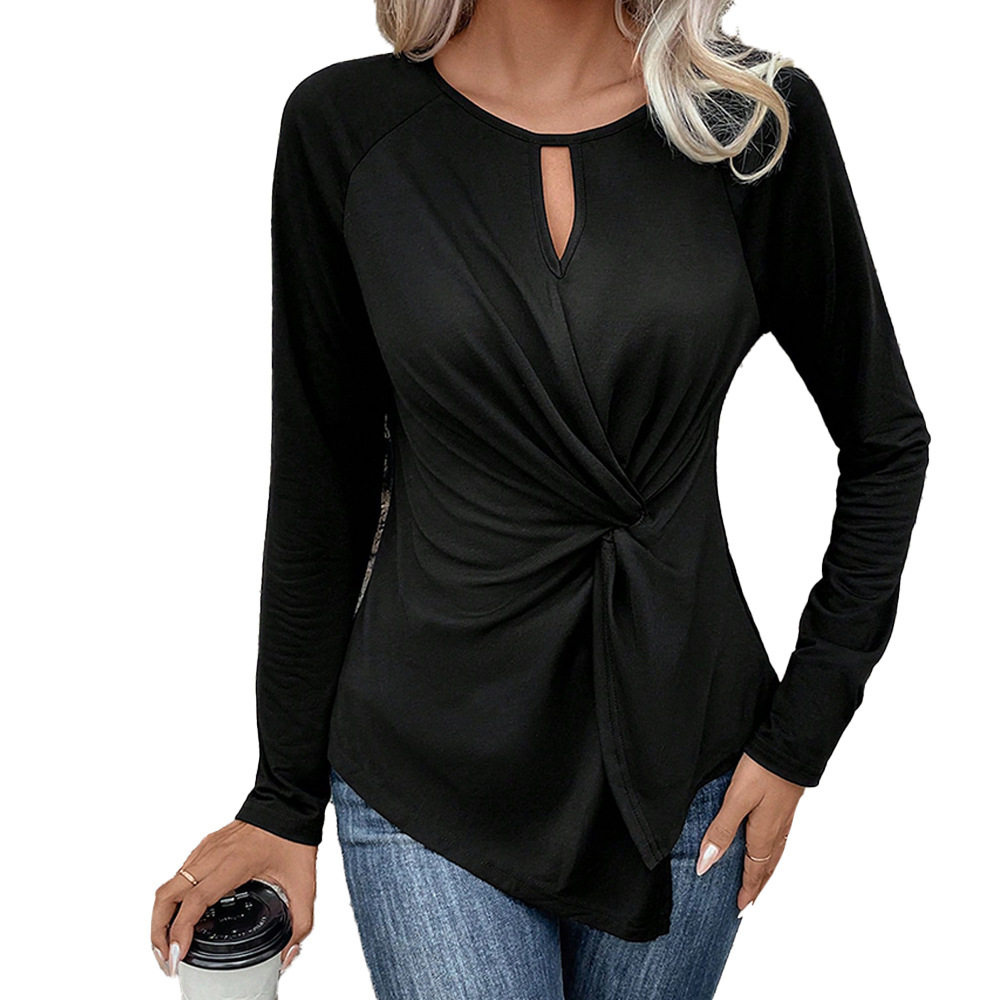 Slim Fit Long Sleeve Hollow Out Top Sexy Cross Knot Design Perfect for Casual or Evening Wear Wholesale Available