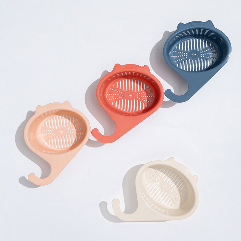 Cat Sink Drain Basket Dry and Wet Separation Kitchen Faucet Drain Rack Fruit and Vegetable Sink Leftover Storage Hanging Basket