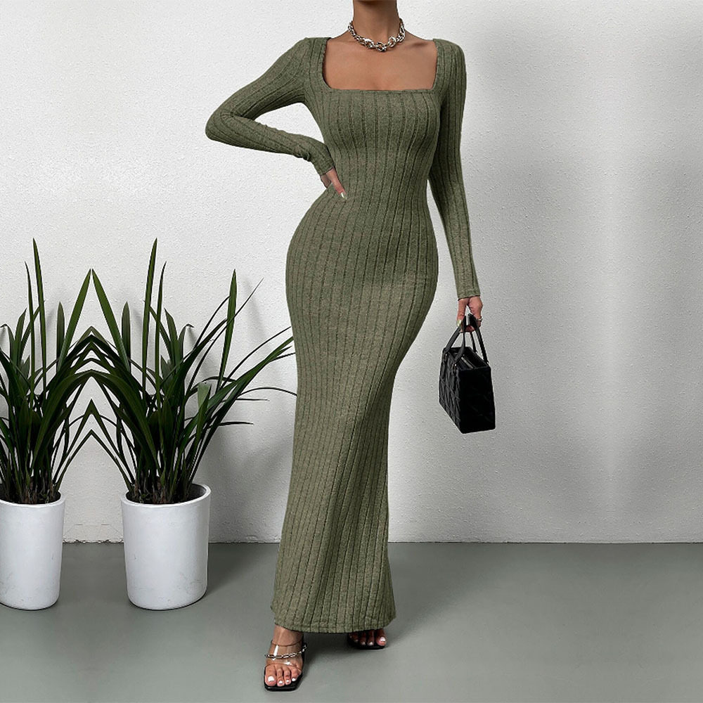 Off Shoulder Maxi Dress Slim Fit Ankle Length Spring Summer Vacation Style Wholesale Available