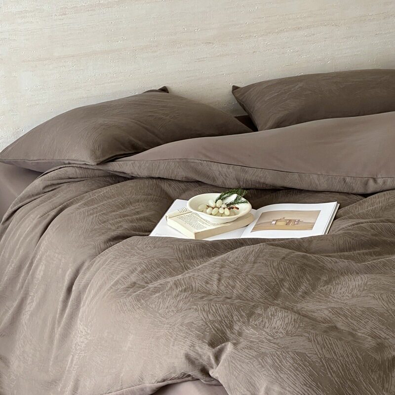 Pure Cotton Three-Layer Gauze Four-Piece Set Pure Color Simple Pure Cotton Double-Layer Gauze Quilt Cover Soft Bed Sheetss and Fitted Bed Sheetss Bedding