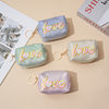 New Arrival Gloss Pink Sequins Embroidered Love Coin Purse Mini Lipstick Headphone Bag Waterproof with Keychain Small Bag