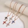 Cross-Border Cross Necklace Hip-Hop Style Zircon Pendant Jewelry Titanium Steel Versatile Choker Personalized Sparkling Jewelry Wholesale