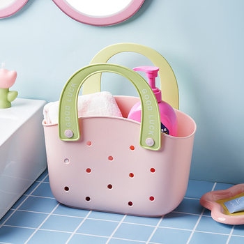 Beach Hole Portable Bath Basket Kitchen Dopamine Storage Basket Plastic Drainable Vegetable Portable Basket