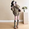 Mommy~ Maternity Suit Autumn and Winter Knitted Drawstring Sweater Top Petite Skirt with Socks Manufacturer