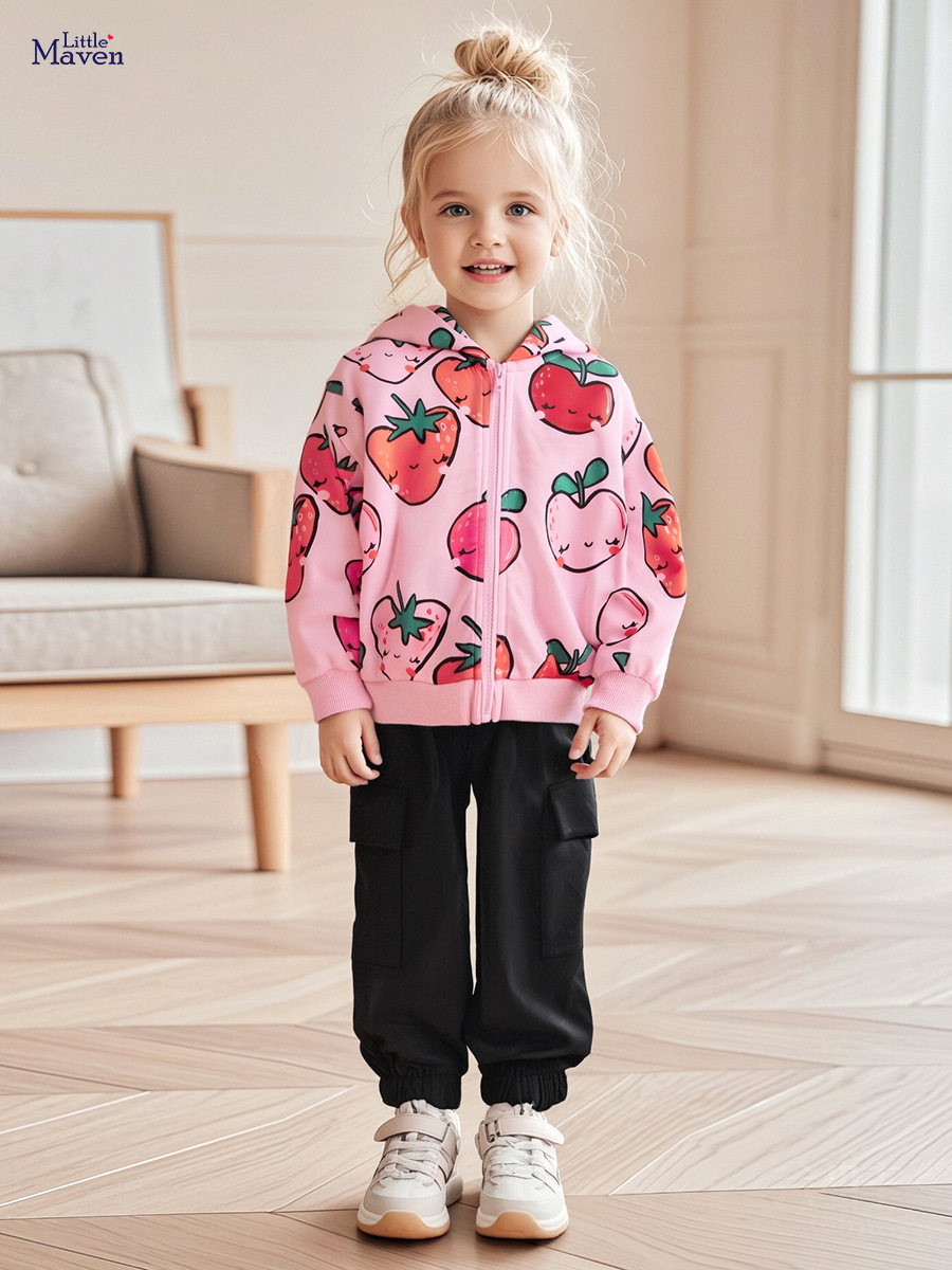 Source Factory Girls' Hoodie Wholesale, Autumn Cartoon Long-sleeve Kids' Top, Zippered Hooded Sweatshirt