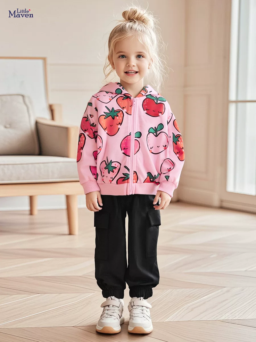 Source Factory Girls' Hoodie Wholesale, Autumn Cartoon Long-sleeve Kids' Top, Zippered Hooded Sweatshirt