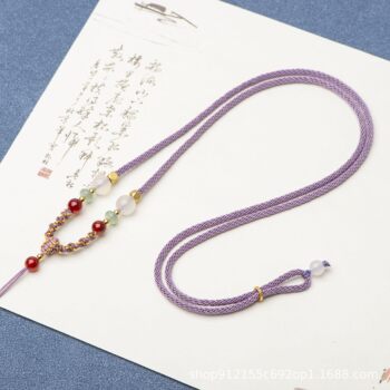 Dongling Jade Hand-woven High Cargo Rope Pendant Rope Jade Agate Beeswax Pendant Rope Adjustable sweater chain