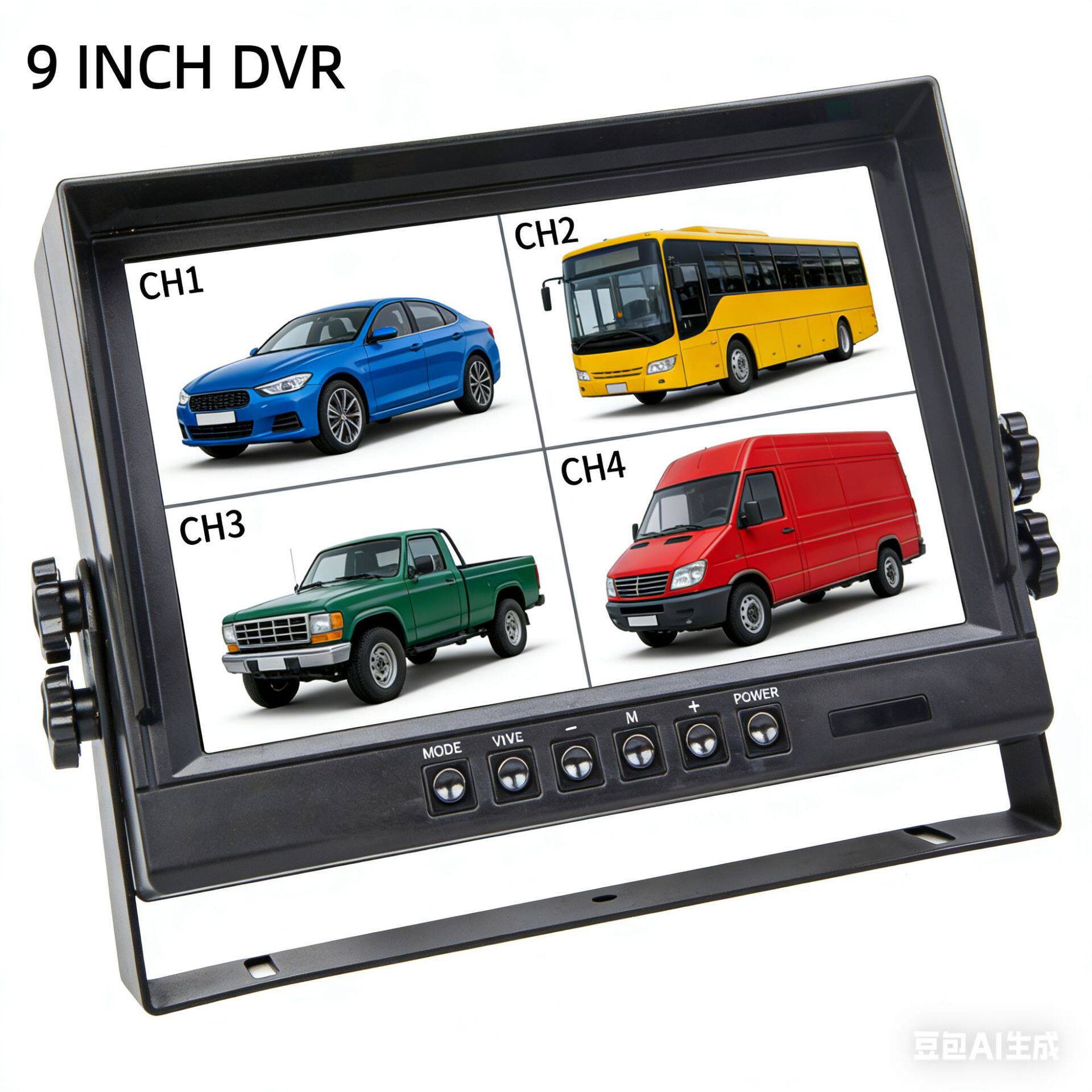 9 inch 4-way display car DVR driving recorder reversing monitoring bus truck truck reversing camera