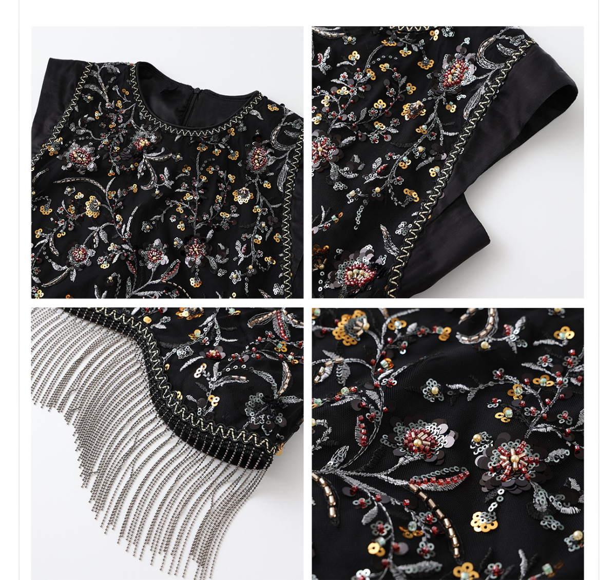 Bộ áo gile tua rua thêu sequin kèm chân váy dài họa tiết hoa — Chân váy ánh sáng (giao hàng trong 7 ngày), Chân váy ánh sáng (giao hàng trong ngày), Áo gile tua rua (giao hàng trong 7 ngày), Áo gile tua rua (giao hàng trong ngày)