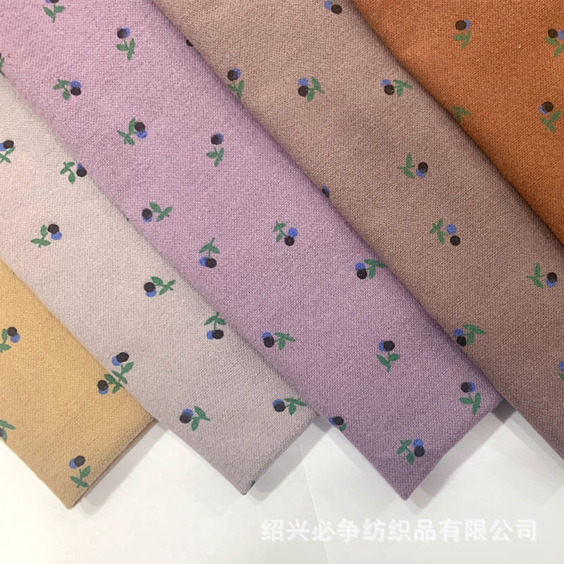 Cotton flannel printing fabric cute small flower autumn and winter sauce children's shirt doll shirt dress fabric