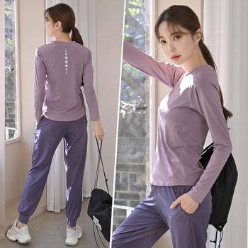 Sports Suit Women's New Autum Running Yoga Clothes Plus Size Fat Girl Loose Slimming Look Quick-Drying Morning Running Fitness Clothes