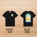 No. 4 before and after models-rainbow gradient door-black with blue letters