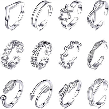 D049 Amazon's New 12Pcs Retro Beach Foot Ring Personalized Cut Out Heart Retro Women's Foot Ring