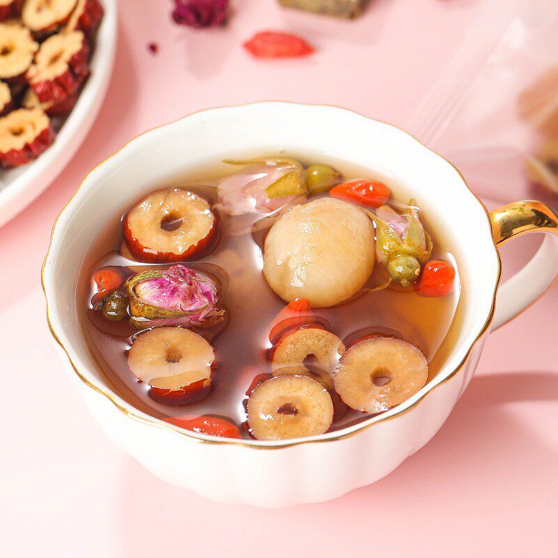 Brown Sugar Ginger Date Tea, Rose Flower Ginger Shreds, Longan, Red Dates, Goji Berries, Brown Sugar Ginger Tea, Goddess Tea, Black Sugar Ginger Tea