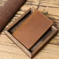 Overseas Popular Retro Cowhide Wallet Men's Factory Wholesale Crazy Horse Leather Short First-Layer Cowhide Wallet Dollar Wallet