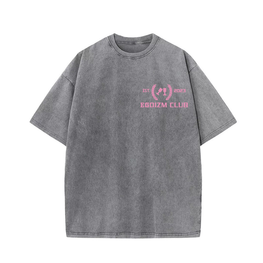Loose Fit Korean Style Graphic Print Short Sleeve T Shirt for Women Vintage Wash Design Summer Casual Wear Wholesale