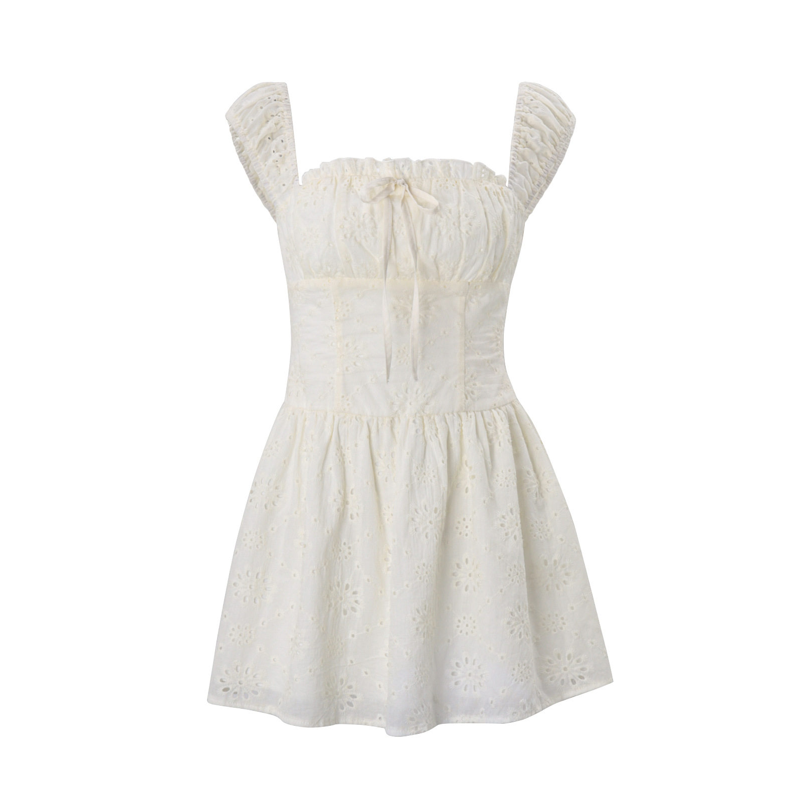 Summer Womens Dress French Style Sweet Aesthetic Waist Cinching Off Shoulder Sleeveless Perfect for Parties or