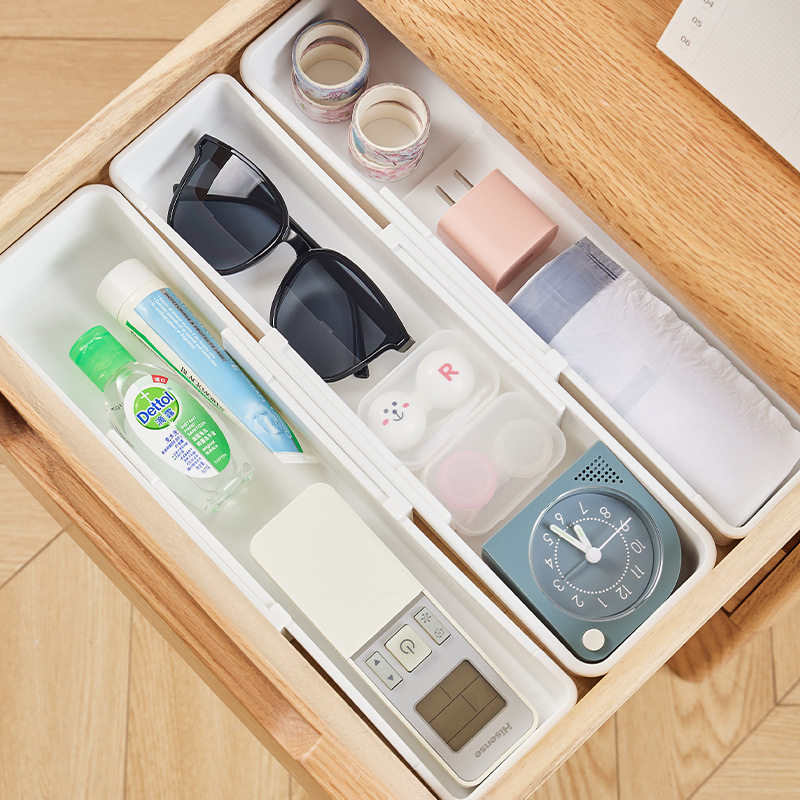 Creative retractable storage box kitchen tableware partition finishing box household drawer cosmetics stationery classification storage box