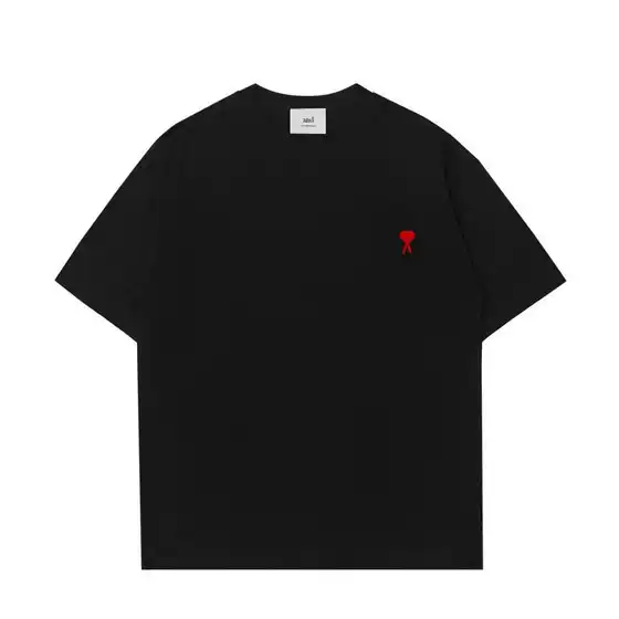 Ami Youth Loose Cotton Embroidered T-Shirt Short-Sleeved Men's Trendy Brand Round Neck Casual Versatile Street Fashion Youth T-Shirt