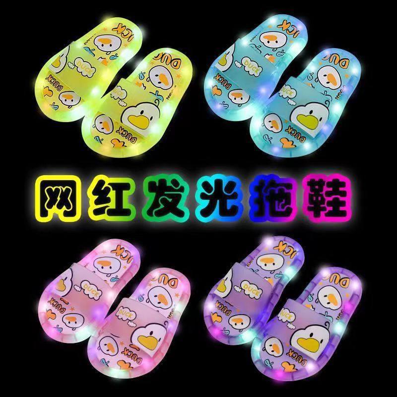 Explosive Luminous Children's Slippers Summer Outfit Cartoon Cute Princess Style Flat Indoor Home Sandals for Boys and Girls