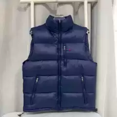Cross-Border Exclusive Supply of Small Horse Logo down Embroidered Stand Collar Sleeveless Warm Vest, Winter Thickened Casual Zipper Vest