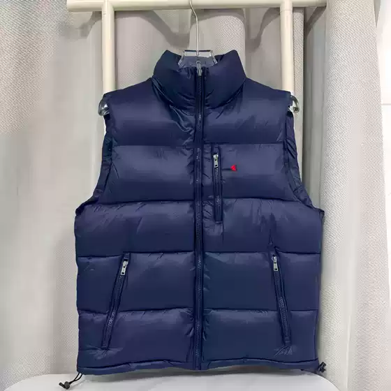 Cross-Border Exclusive Supply of Small Horse Logo down Embroidered Stand Collar Sleeveless Warm Vest, Winter Thickened Casual Zipper Vest