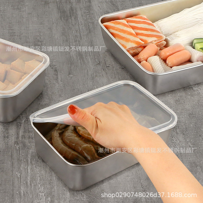 Processing and Customizing Stainless Steel Square Plate Cross-Border Towel Plate Food Sample Flavor Box Refrigerator Packaging Storage Crisper