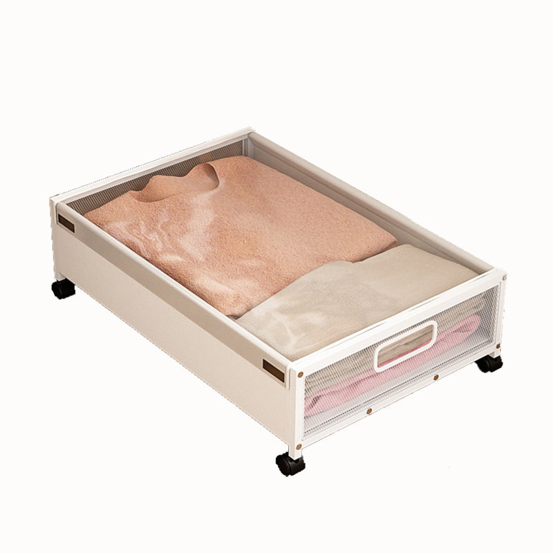 Amazon iron bed bottom storage rack dust-proof storage box under bed clothes shoes books wheeled mobile storage rack