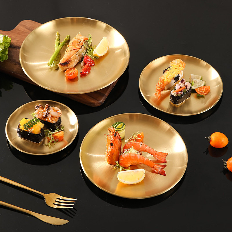 Stainless Steel Barbecue Plate Household Plate Barbecue Tray Dish Baking Plate Thickened Dish Bone Plate Spitting Bone Plate