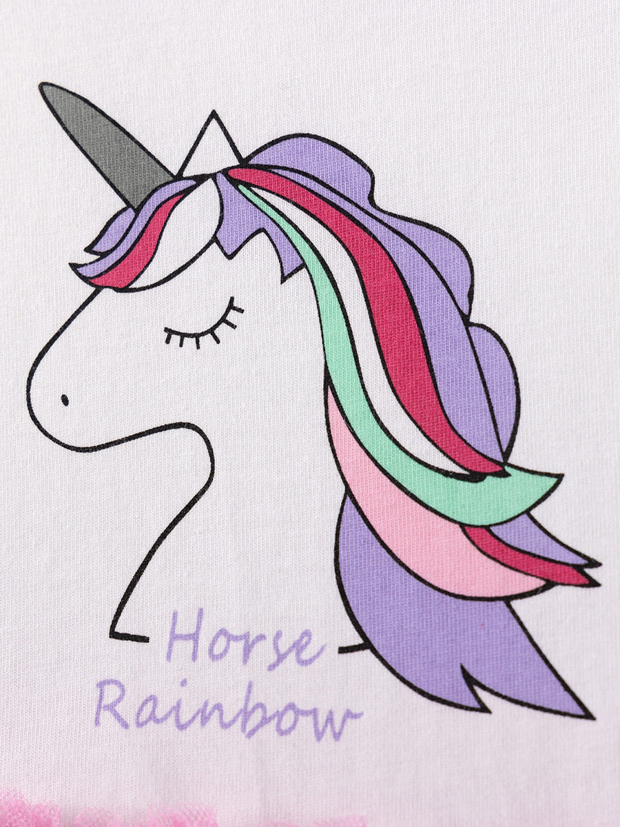 New Summer Girls' Dress, Cute Unicorn Kids' Dress, Short-Sleeve Dress Wholesale