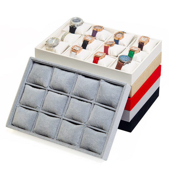 Flannel 12 grid watch bracelet pillow plate jewelry storage jewelry display rack jewelry storage box manufacturers direct supply