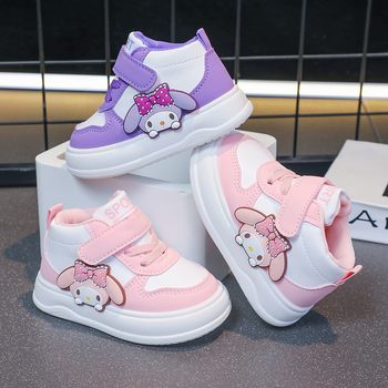 Baby Toddler Shoes Mid-top Board Shoes Breathable Wear-resistant Girls' sneaker Children's Casual Shoes Cartoon Flat Shoes Children's Shoes