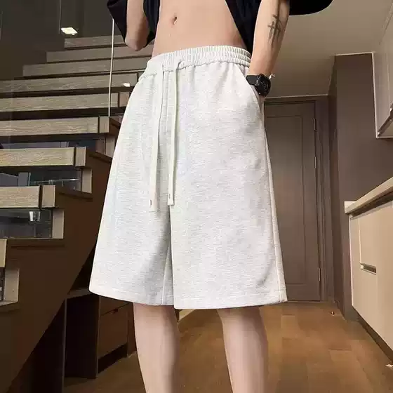 Casual Drawstring Shorts for Men 2025 Summer New Arrival Hong Kong Style Breathable Loose Straight-Leg Five-Point Pants Wholesale