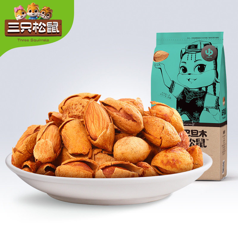 [Three Squirrels Hand-Peeled Almonds 160g] Daily Nut Roasted Seeds Snacks Snacks Specialty Dried Flat Apricots