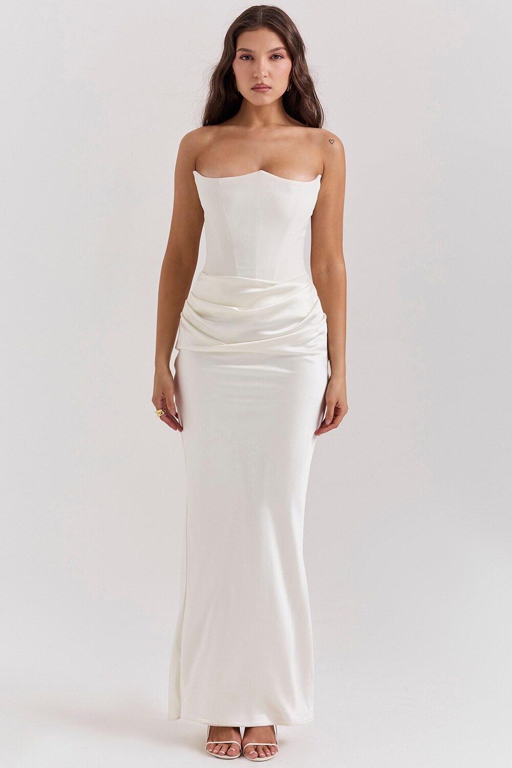 Multi Color Strapless Bodycon Jumpsuit Ruched Design Boned Structure Long Length Perfect for Parties and Events