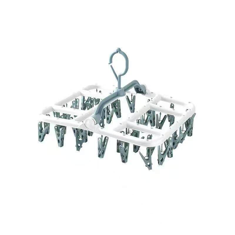 Windproof Drying Rack with 40 Clips, Plastic Square Clothes Drying Rack, Sock Drying Tool, Sock Clips, Double-Layer Clothes Rack