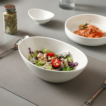 Ceramic Ingot Bowl Italy Export Solid Color 7inch Irregular Salad Bowl Restaurant Dessert Bowl Yogurt Bowl