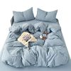 Ins Style Solid Color Cotton Four-piece Set Class A Maternal and Infant Grade Naked Sleeping Bed Sheet Quilt Cover Water Washed Cotton Bedding Three-piece Set