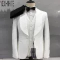 Y335-white top + vest + pants