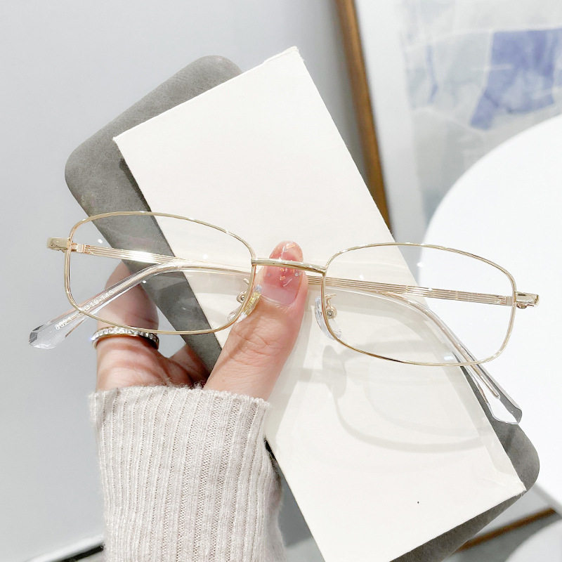 Rectangular Personalized Literary Metal Glasses Frame Rectangular Can Be Matched with Prescription for Men and Women Simple Without Pinching the Face 8021