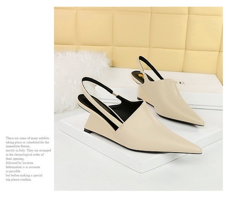 Giày cao gót nữ mũi nhọn gót dốc 6.5cm phối quai hậu khoét lỗ — Màu đen, Màu mơ, Màu trắng