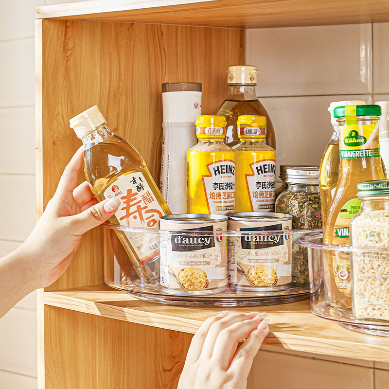 Customized Packaging Rotatable Large Storage Box Transparent Desktop Perfume Storage Rack Rotating Tray Kitchen Spice Rack