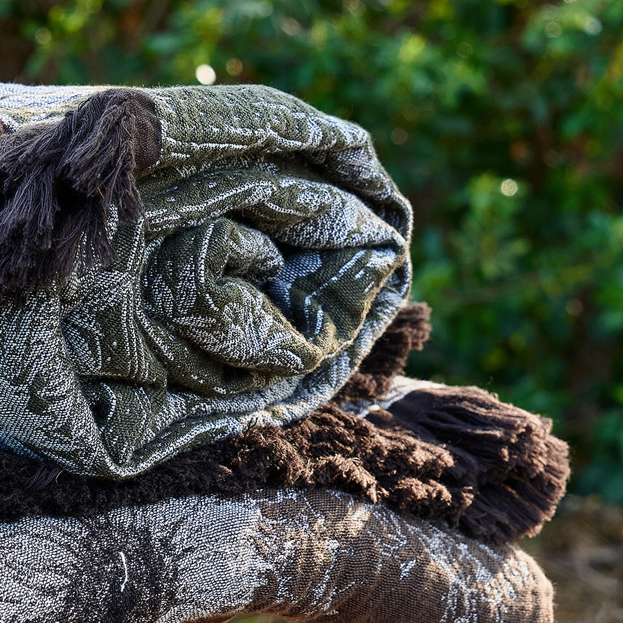 Return to Nature Jacquard Small Blanket, Antique Style Gauze Pure Cotton Nap Blanket, Decorative Sofa Cover Blanket, High-End Bedside Towel