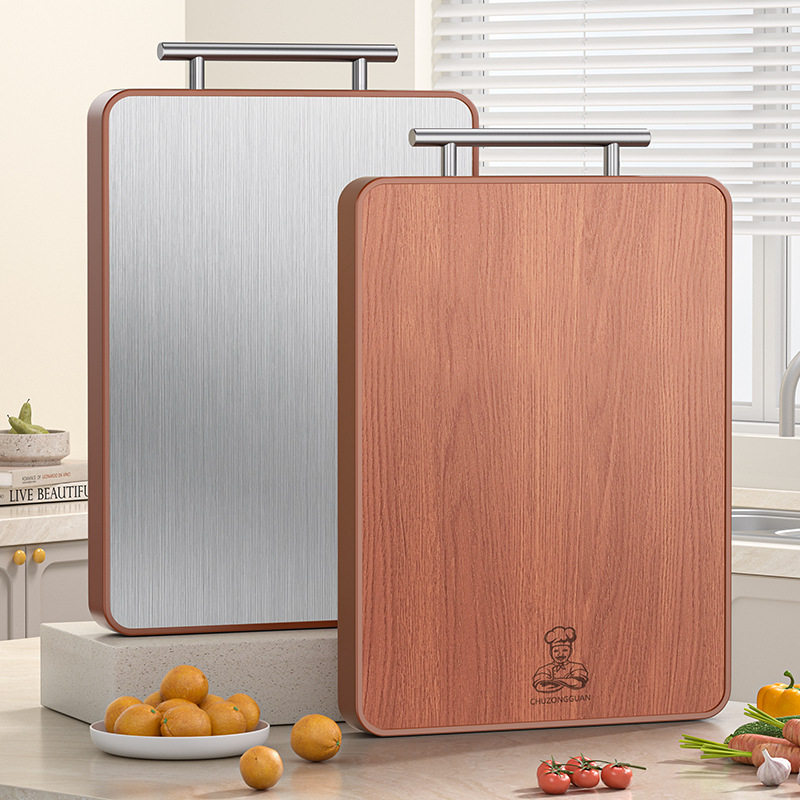 Stainless Steel Chopping Board Black Sandalwood Antibacterial Anti-mildew Cutting Board Home Kitchen Chopping Board Thickened Solid Wood Double-sided Cutting Board