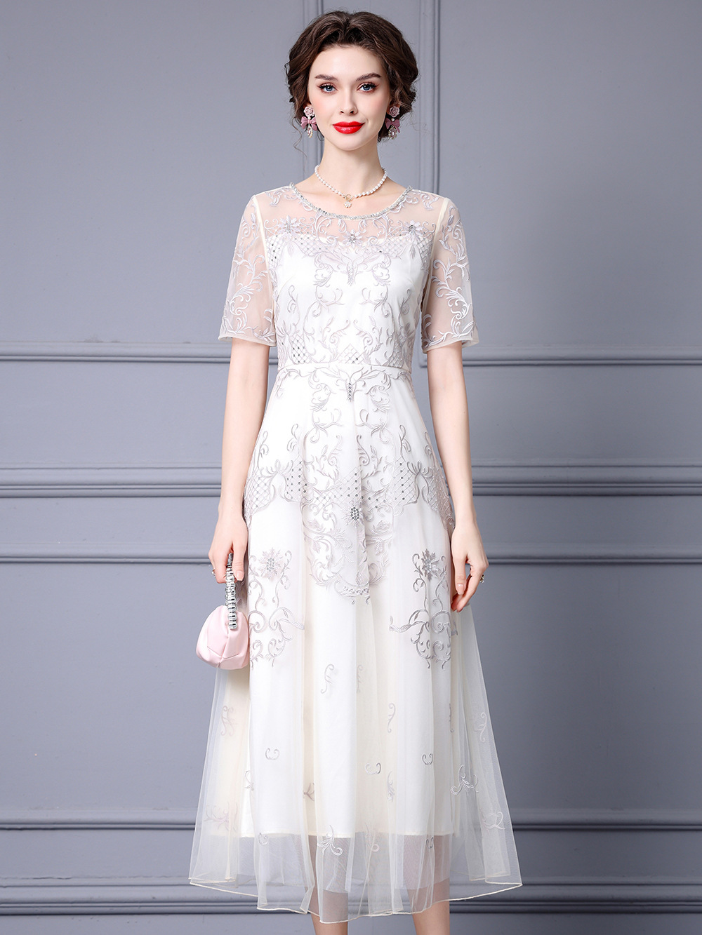 (Mới) Mã K0927 Giá 2870K: Váy Đầm Liền Thân Dáng Dài Nữ Shtdc Lưới Mỏng Hàng Mùa Hè Thêu Họa Tiết Hoa Thời Trang Nữ Chất Liệu G06 Sản Phẩm Mới, (Miễn Phí Vận Chuyển Toàn Quốc).