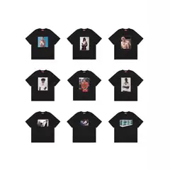 Street Fashion Brand Letter Print 260g Heavyweight Pure Cotton Short-Sleeve Unisex Loose Fit Versatile Round Neck Casual T-Shirt