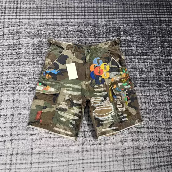 Hot selling European and American cross-border spring and summer high street embroidery gallery dept denim pants trendy street fashion holes