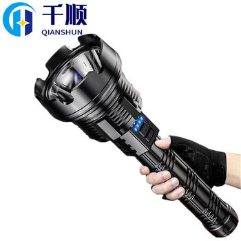 Cross-border led flashlight super bright USB rechargeable long-range multi-function electric display home outdoor portable generation