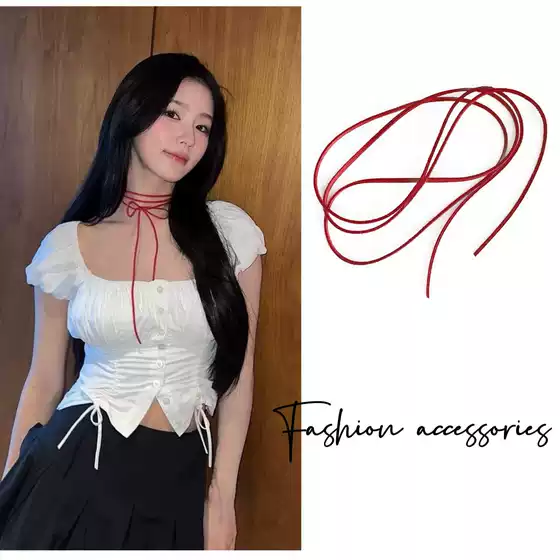 European and American simple lace bow choker collar neck strap women's versatile high-end long leather rope neck accessories